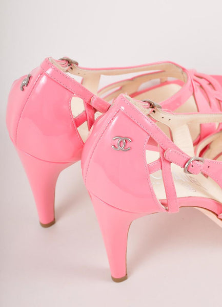 New Without Box Pink Patent Leather Strappy Heel Sandals