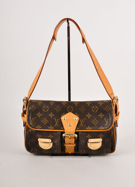 Brown Monogram Canvas "Hudson" Baguette Shoulder Bag