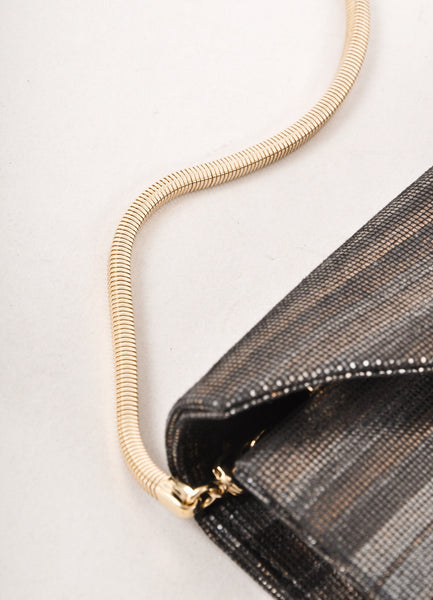 Black, Bronze, and Brown Stripe Convertible Leather Envelope Clutch