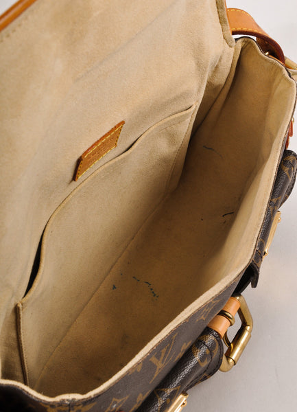 Brown Monogram Canvas "Hudson" Baguette Shoulder Bag