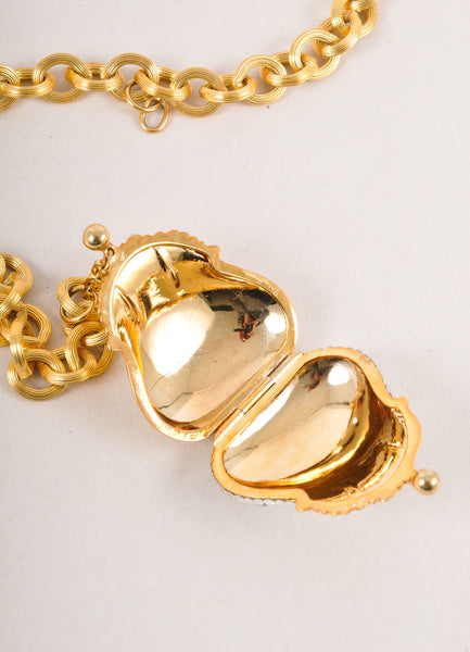 Gold Toned Rhinestone Coin Purse Charm Rolo Chain Belt