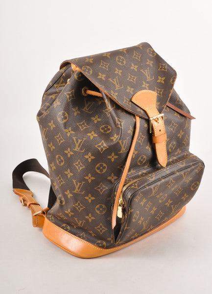 Brown Monogram Canvas and Leather "Montsouris GM" Backpack