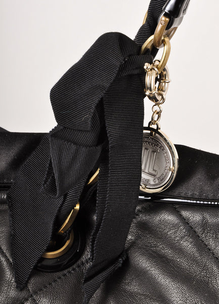 Black Quilted Leather "Amalia Cabas" Chain Strap Tote Bag