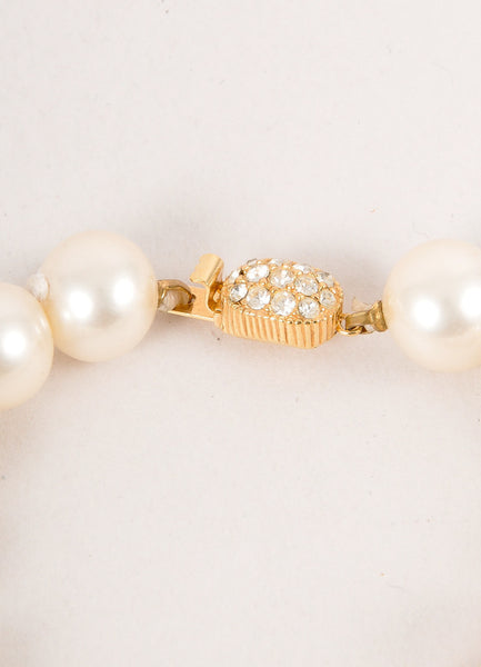 Faux Pearl and Rhinestone Embellished Green Stone Necklace