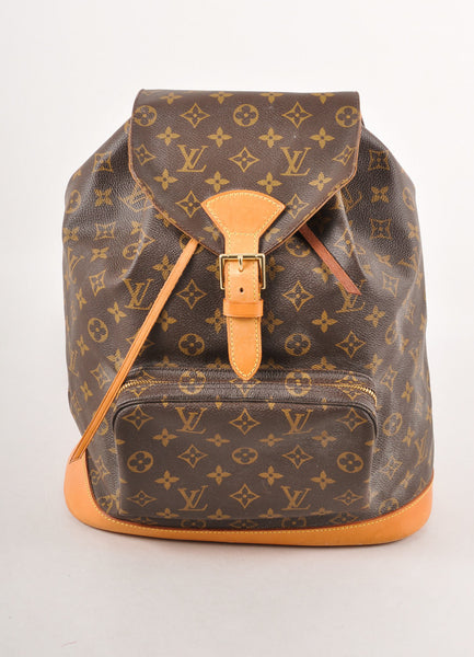 Brown Monogram Canvas and Leather "Montsouris GM" Backpack