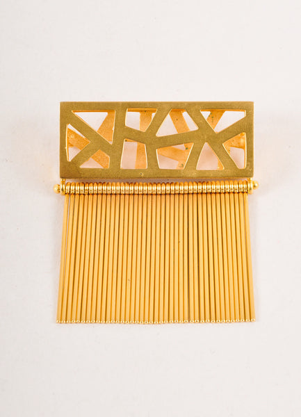 Gold Toned Geometric Cut Out Fringe Pin