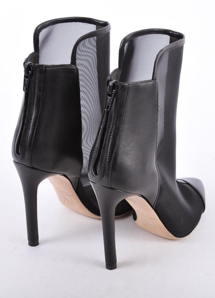 New In Box Black Leather and Mesh Cap Toe Ankle Booties