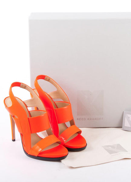 New In Box Neon Orange Leather Slingback "Fighter Sandals"