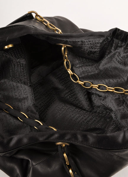 Black Quilted Leather "Amalia Cabas" Chain Strap Tote Bag