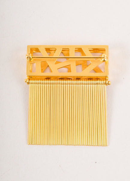 Gold Toned Geometric Cut Out Fringe Pin