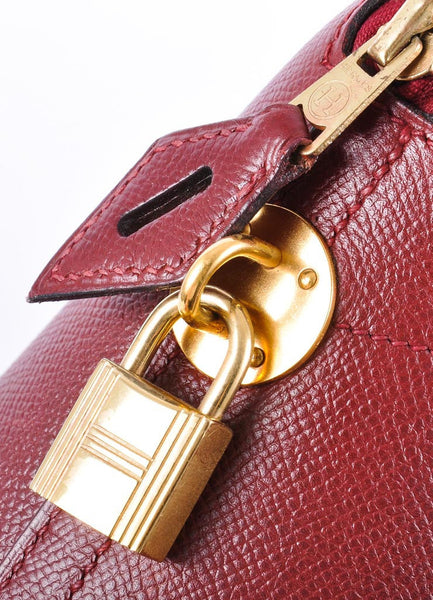 Maroon Leather "Bolide 37cm" Satchel Bag