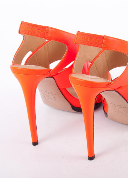 New In Box Neon Orange Leather Slingback "Fighter Sandals"
