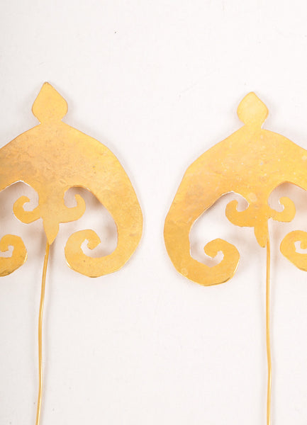 Gold Toned Sculptural Stick Pins