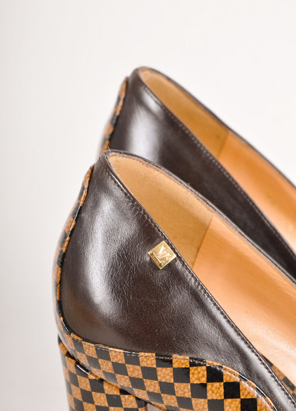 Brown Damien Patent Leather Paneled Pumps