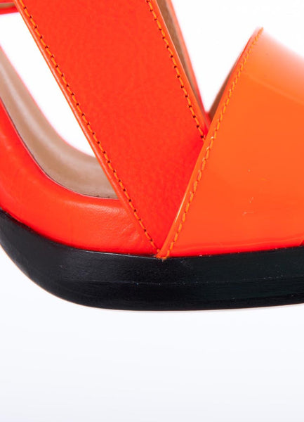 New In Box Neon Orange Leather Slingback "Fighter" Sandals