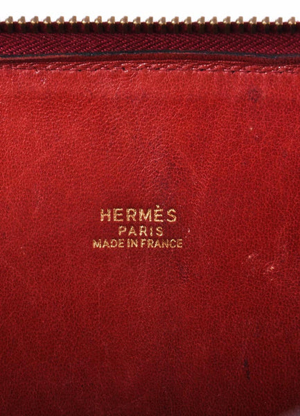 Maroon Leather "Bolide 37cm" Satchel Bag