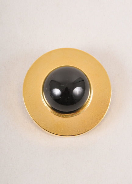 Black and Gold Lacquered Ball and Disc Pin Brooch