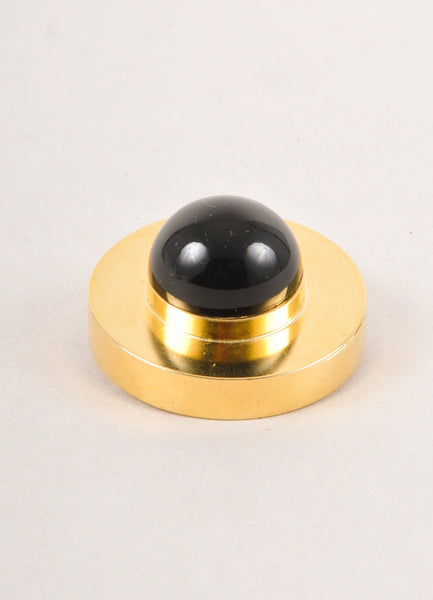 Black and Gold Lacquered Ball and Disc Pin Brooch