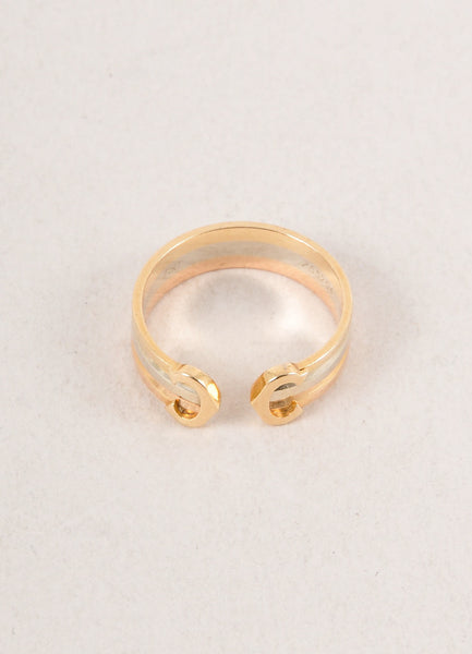 Double C Decor Tri Gold Open Band Ring