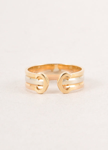 Double C Decor Tri Gold Open Band Ring