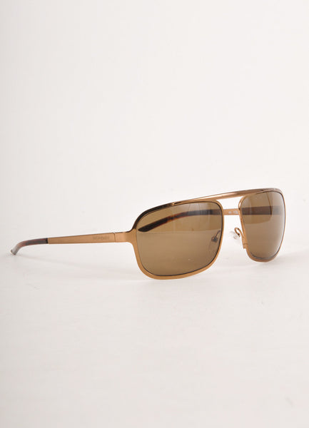 Brown and Bronze Rectangular Aviator Sunglasses