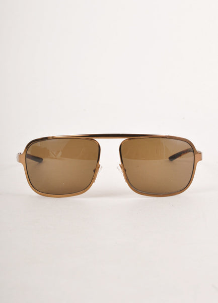 Brown and Bronze Rectangular Aviator Sunglasses