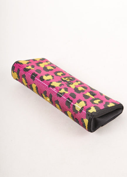 Pink, Black, and Gold Leopard Pattern Sequin Clutch