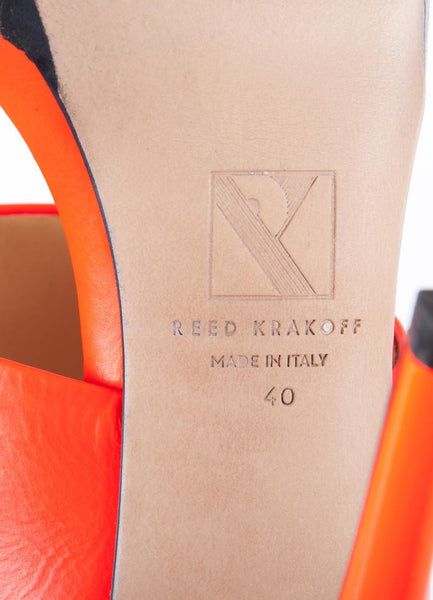New In Box Neon Orange Leather Slingback "Fighter Sandals"