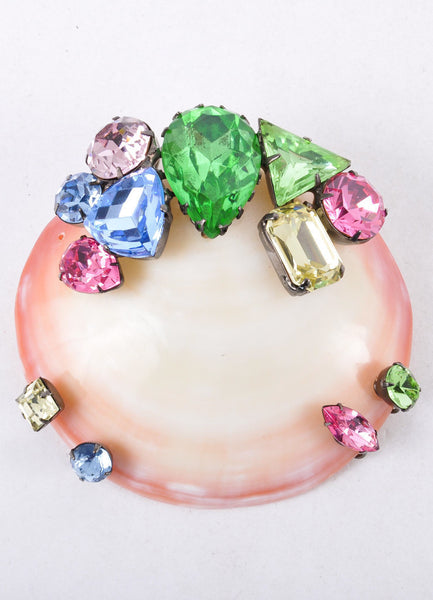 Pink, Green, and Blue Shell Embellished Brooch