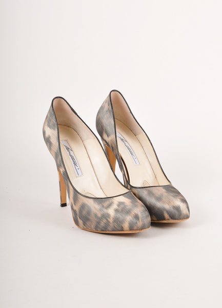 Tan and Black Leopard Pattern Hidden Platform Stiletto Heels