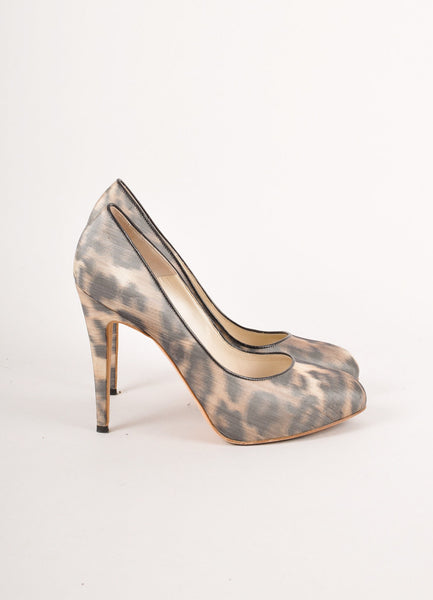 Tan and Black Leopard Pattern Hidden Platform Stiletto Heels