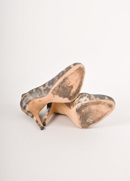 Tan and Black Leopard Pattern Hidden Platform Stiletto Heels