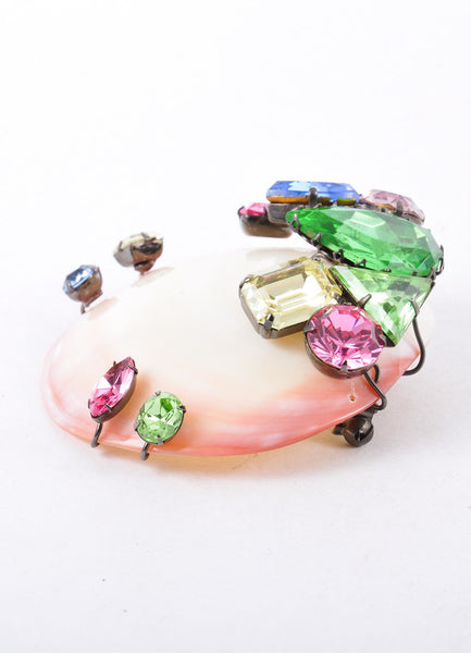 Pink, Green, and Blue Shell Embellished Brooch