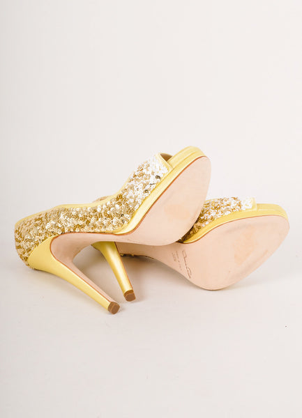 New In Box Gold and White Satin Embellished Pumps