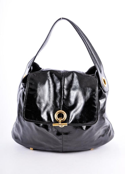 Black Patent Leather "Capri" Medium Bucket Bag