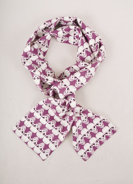 Purple and White Skull Pattern Skinny Scarf