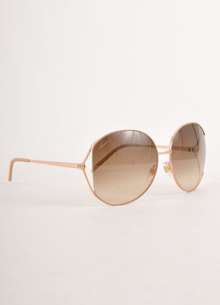 Brown and Gold Lens Cut Our Round Frame Sunglasses