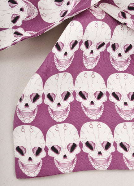 Purple and White Skull Pattern Skinny Scarf