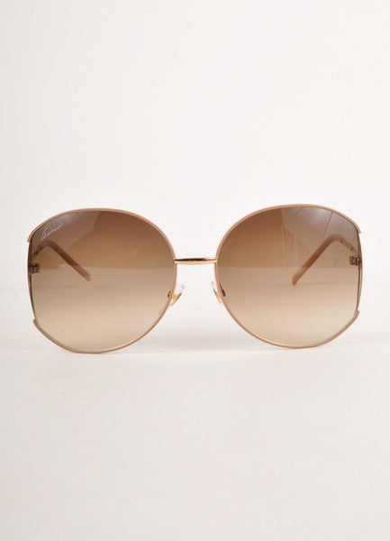 Brown and Gold Lens Cut Our Round Frame Sunglasses