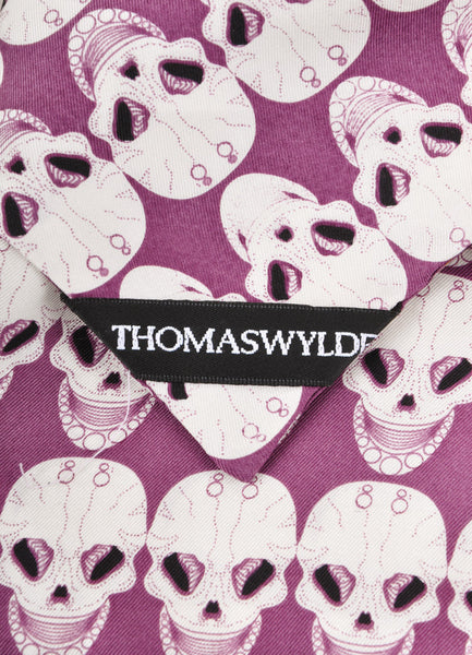 Purple and White Skull Pattern Skinny Scarf