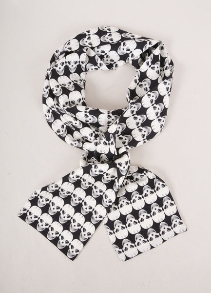 Black and White Skull Pattern Skinny Scarf