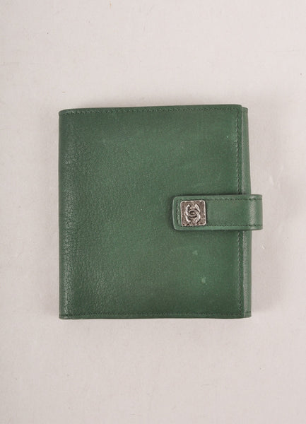 Dark Green "CC" Button Small Leather Wallet