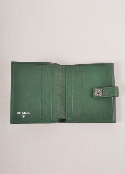 Dark Green "CC" Button Small Leather Wallet