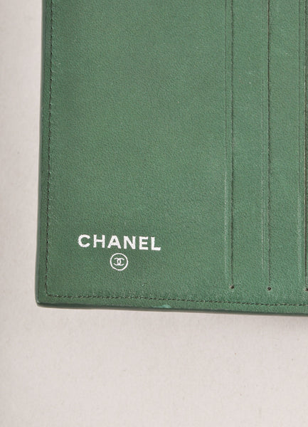 Dark Green "CC" Button Small Leather Wallet