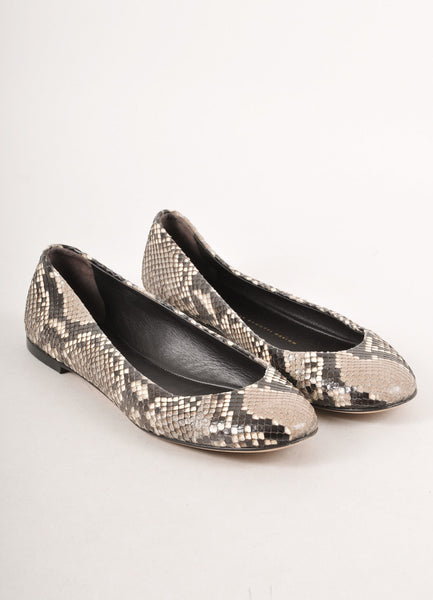 Black, Grey, and Cream Snakeskin Flats