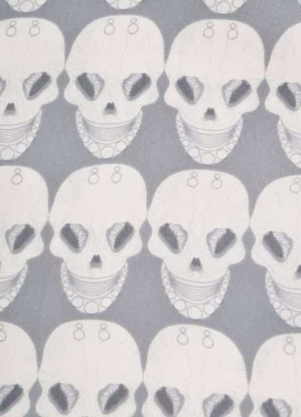 Grey and White Skull Pattern Skinny Scarf