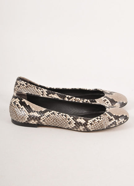 Black, Grey, and Cream Snakeskin Flats