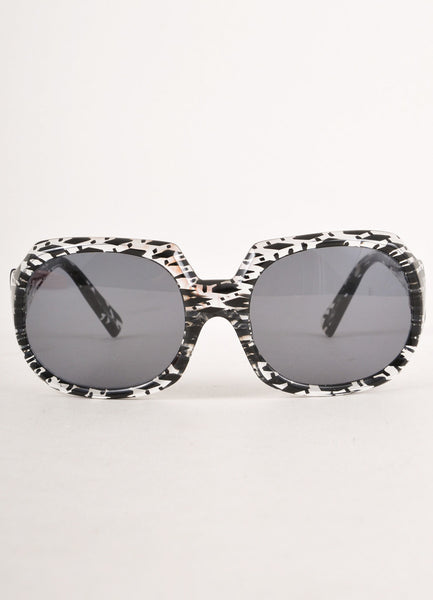 Black and Clear Geometric Print Sunglasses