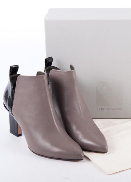 New In Box Grey and Black Leather  "Monolith" Booties