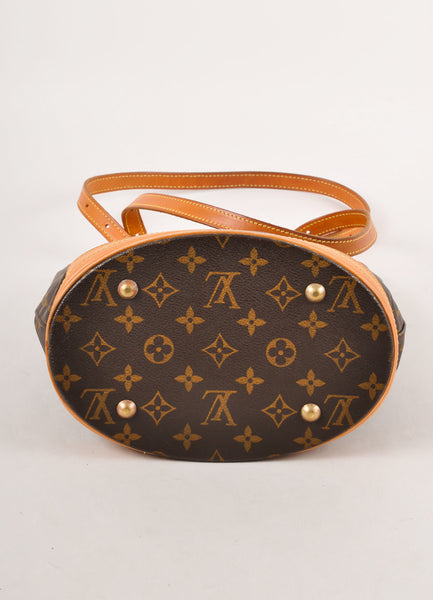 Brown Monogram Canvas and Leather "Petite" Bucket Bag